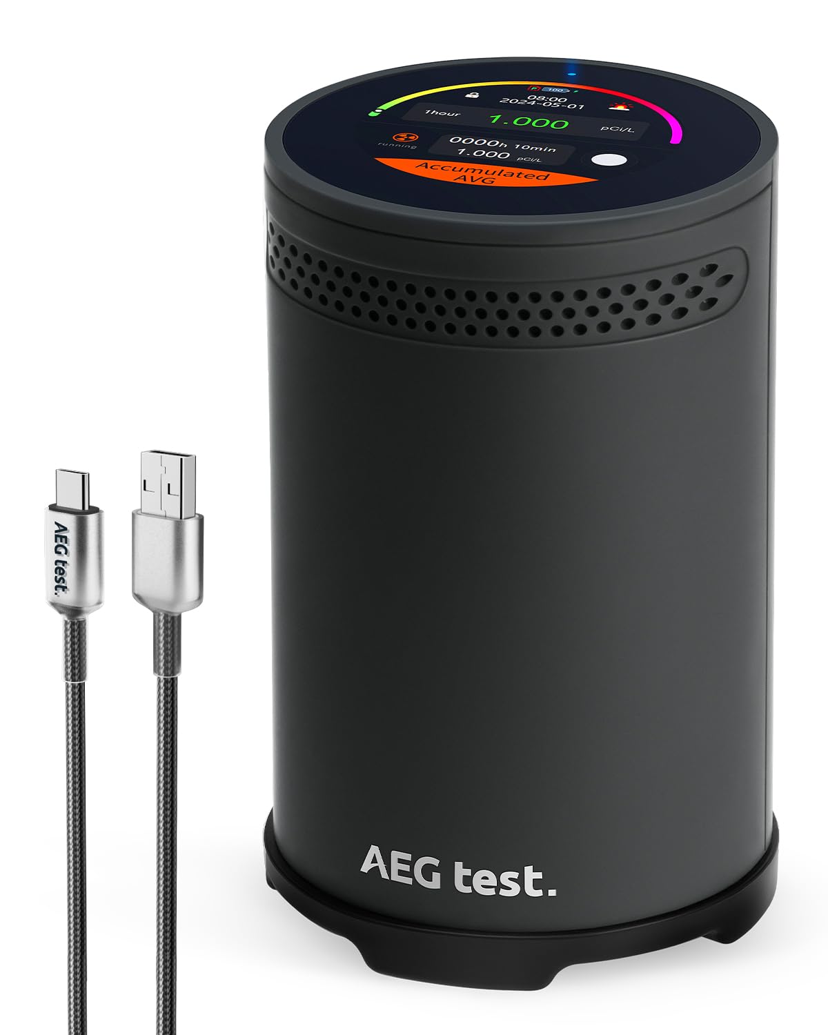 AEGTEST HOUND-3699 Radon Detector for Home, 1-Hour Effective Measurement, Historical Data Storage with Touchscreen Color Display, Accurate and Fast Detection, Compact Design for Home Safety-Black