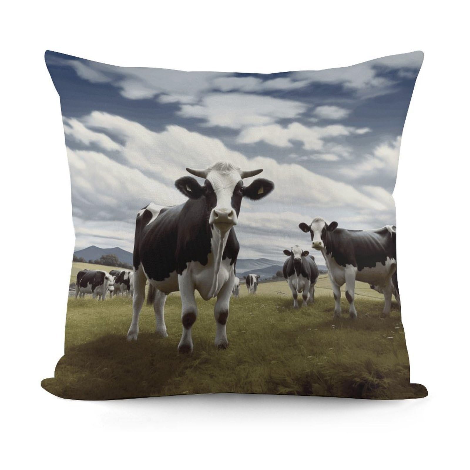 VstaDank Farm Cow Pictures Throw Pillow Covers Fade-Resistant Plush Pillow Case Cozy Square Cushion Case Removable Pillowcase Exquisite Pillow Shams Soft Pillow Protector 18"x18"
