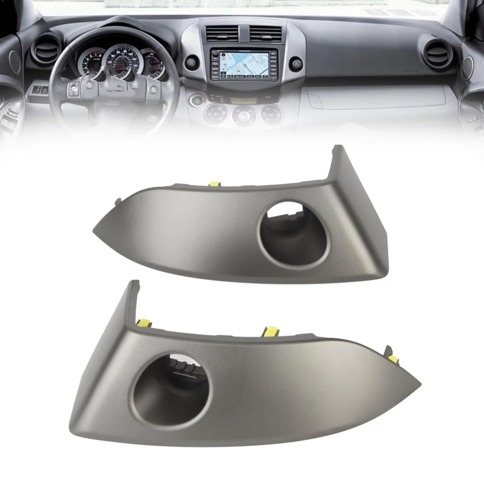 Tira Consola Central Compatible con Toyota para Rav4 2006 2007 2008 2009 2010 2011 2012 Embellecedor De Radio para Ventilación Central del Tablero 2 Unidades 55412-42060 B1.