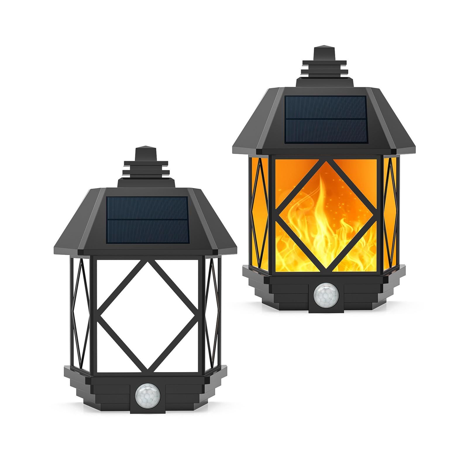 HELCEKOU LED Outdoor Solar Wall Light with Motion Sensor Lamp IP65 Waterproof Sconce Vintage Decorative Lighting Security Lights Outside for Yard Porch Garage