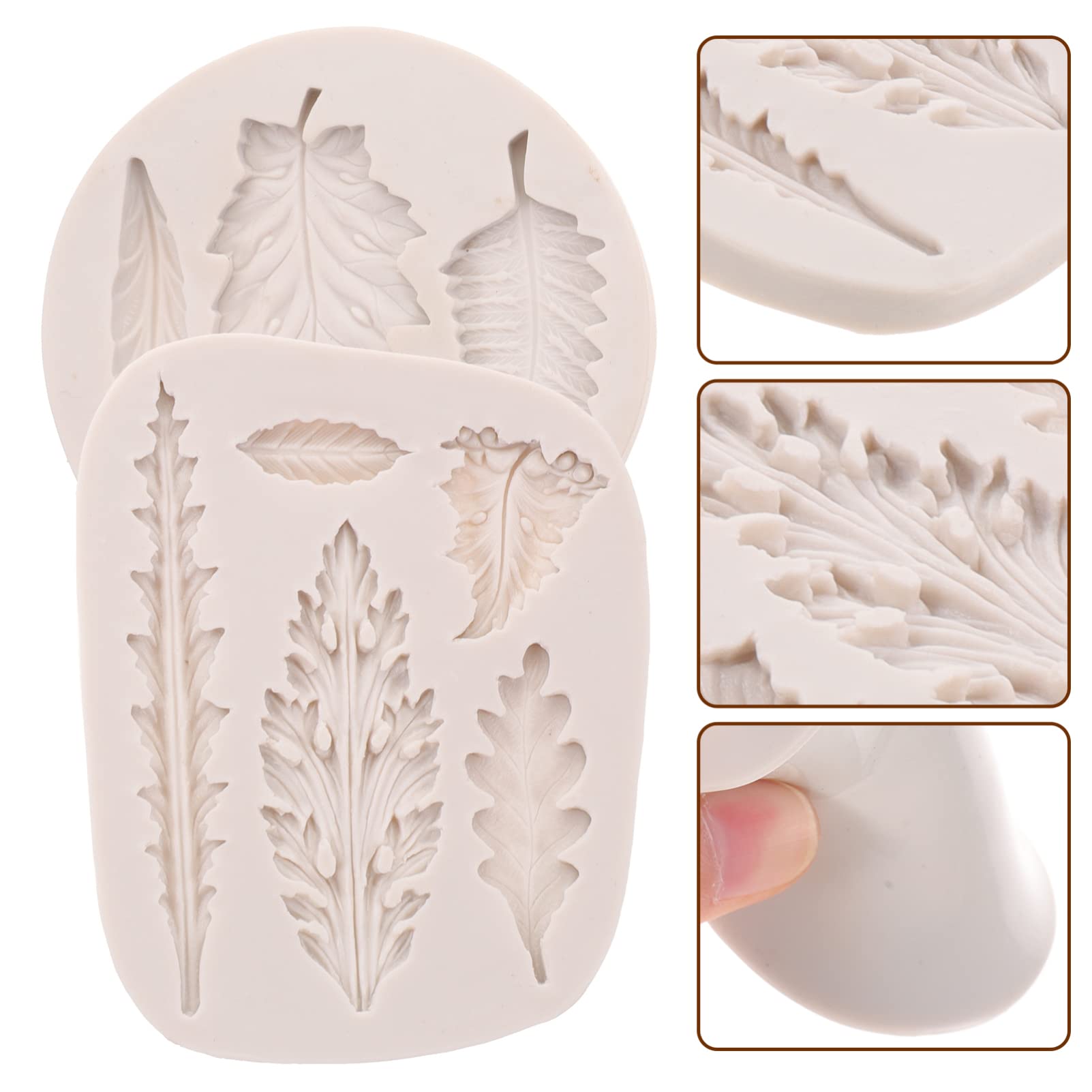 PRETYZOOM Lot De 5 Moules À Bonbons En Silicone Motif Feuille De Chocolat Pour Décorations De Pâtisserie (2 Pièces X 5)