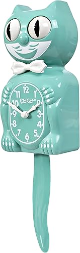 Miniatura 3 de Kit-Cat Klock Ocean Waves - Reloj de pared icónico retro con ojos y cola en movimiento, funciona con pilas, fabricado en Estados Unidos, perfecto