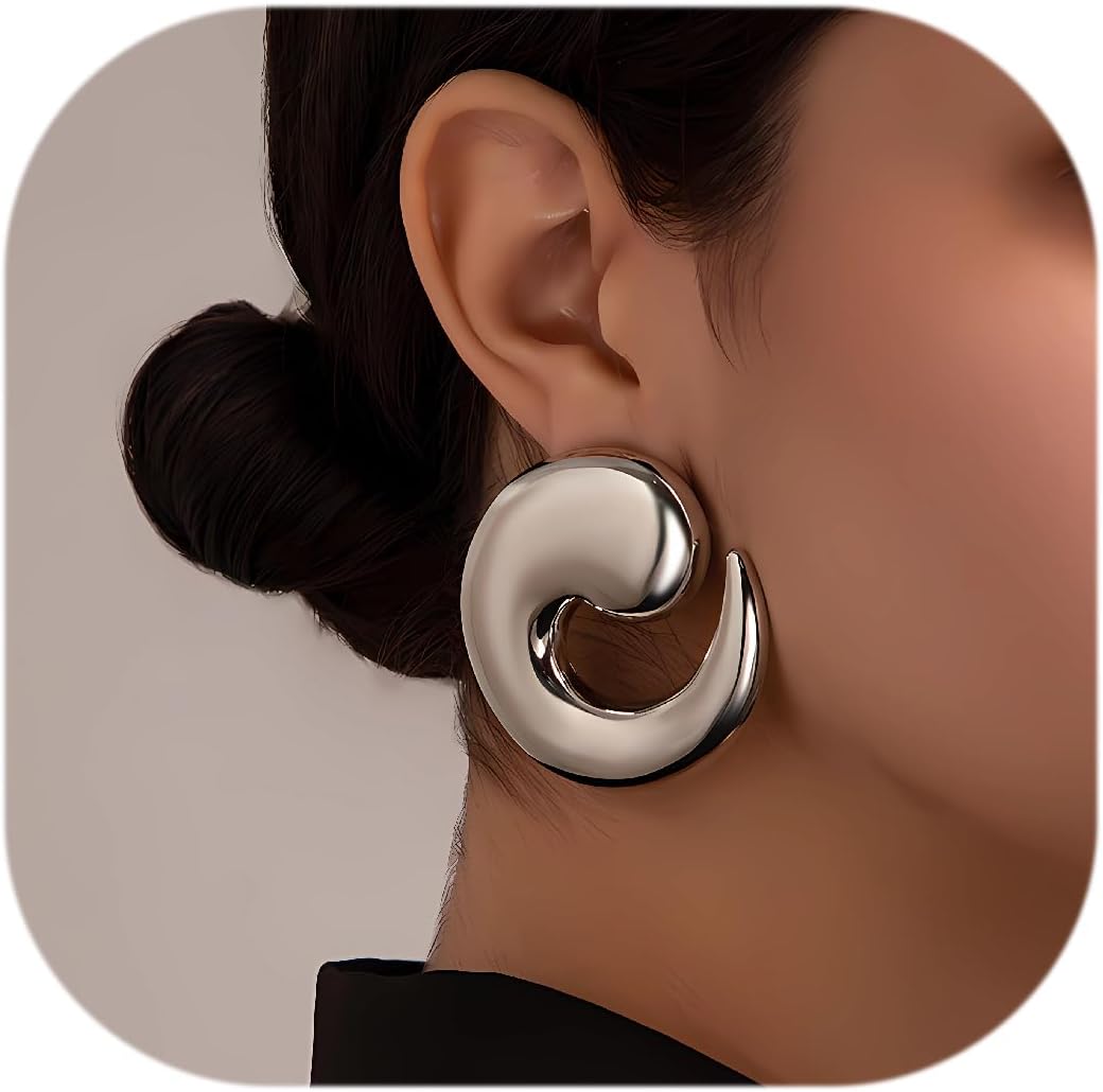 Statement Earrings for Women Chunky Gold Earrings Big Spiral Earrings Large Swirl Earrings Geometric Trendy Earrings Fashion Jewelry Gifts