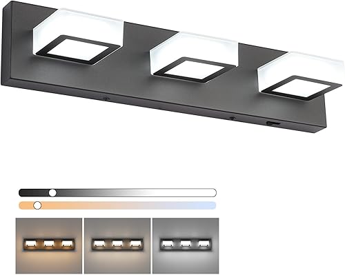 Miniatura 60 de Ralbay Lámpara de Tocador de 4 Luces de Níquel Cepillado para Baño Lámpara de Baño Moderna de LED en Metal y Acrílico cepillado níquel,Negro-5