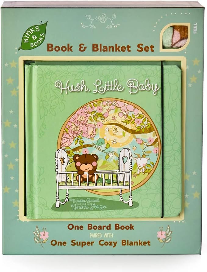 Binks & Books Baby Blanket & Nursery Rhyme Book Set Hush, Little Baby Baby