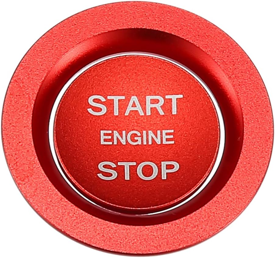 X AUTOHAUX Engine Start Stop Button Cover Kit One Click Push Start Button Trim Sticker for Jaguar XE for Range Rover 2013-2021 Aluminum Alloy Red
