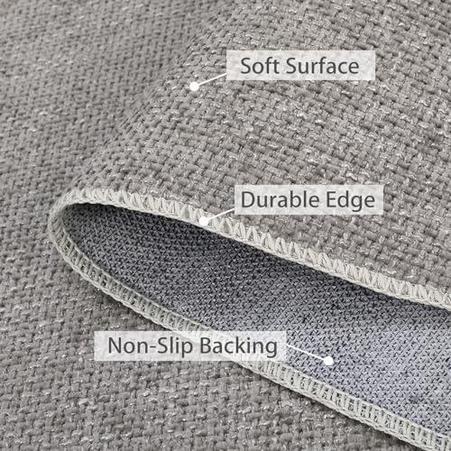 ROYHOME Hallway Runner Rug Modern Solid Textured Runner Rug Entryway Rug, Washable Stain Resistant Non-Slip Contemporary Bedroom Rug Runner Entrance Carpet for Laundry Kitchen, Taupe, 2' x 6'