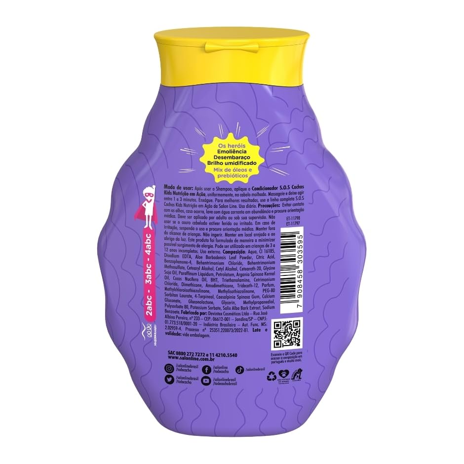 Miniatura 3 de Salon Line - Linha SOS Cachos Kids (Nutricao) - Kit de Champú y Condicionador (2 x 300 Ml) - Colección (SOS Curls Kids (Nutritiva) - Set de Champú y