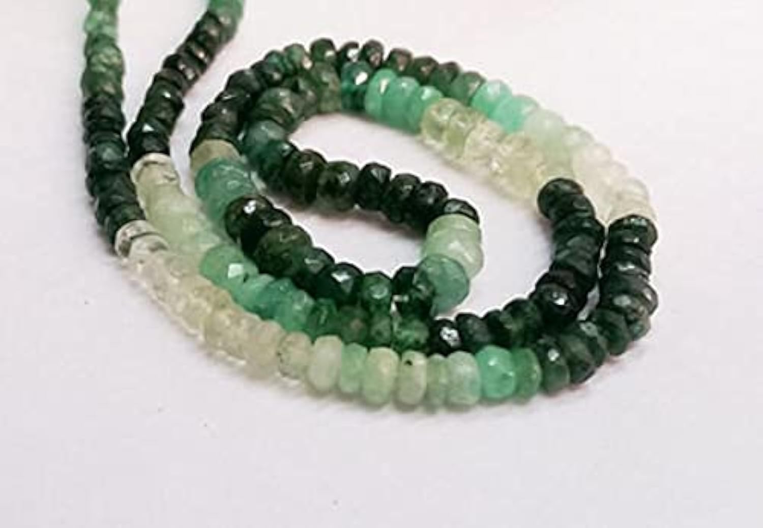 Émeraude naturelle perles rondelles facettées 3-4mm pour création de bijoux fil 40cm