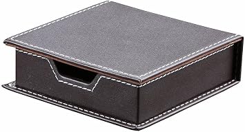 KINGFOM Office Accessories Set Brown 5pcs PU Leather with Desk Organizer, Cosmetic Tissue Box, Mouse Pad, Pen Holder with Business Card Case and Box