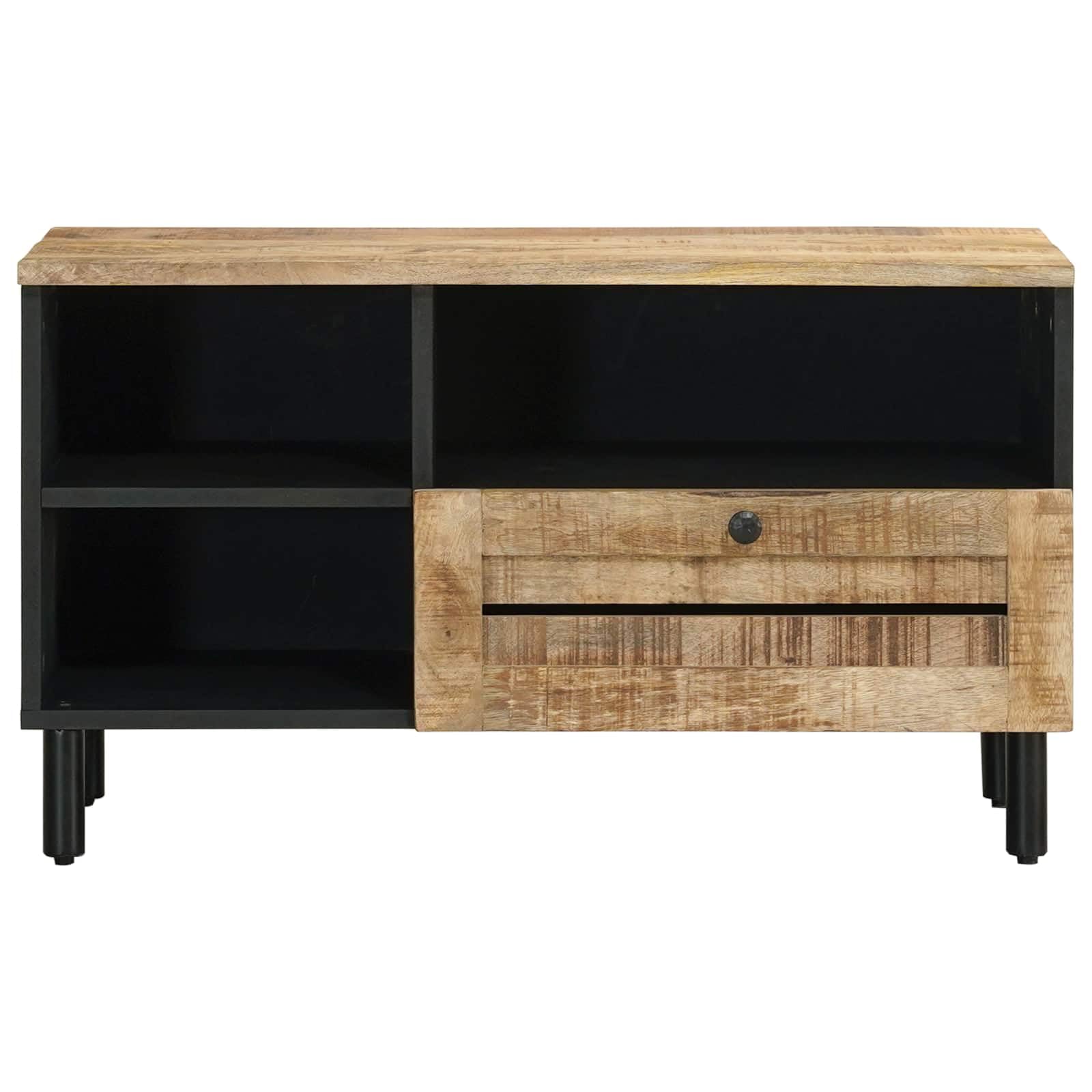 Mueble de almacenamiento de madera, mango macizo, 80 x 33,5 x 46 cm, con