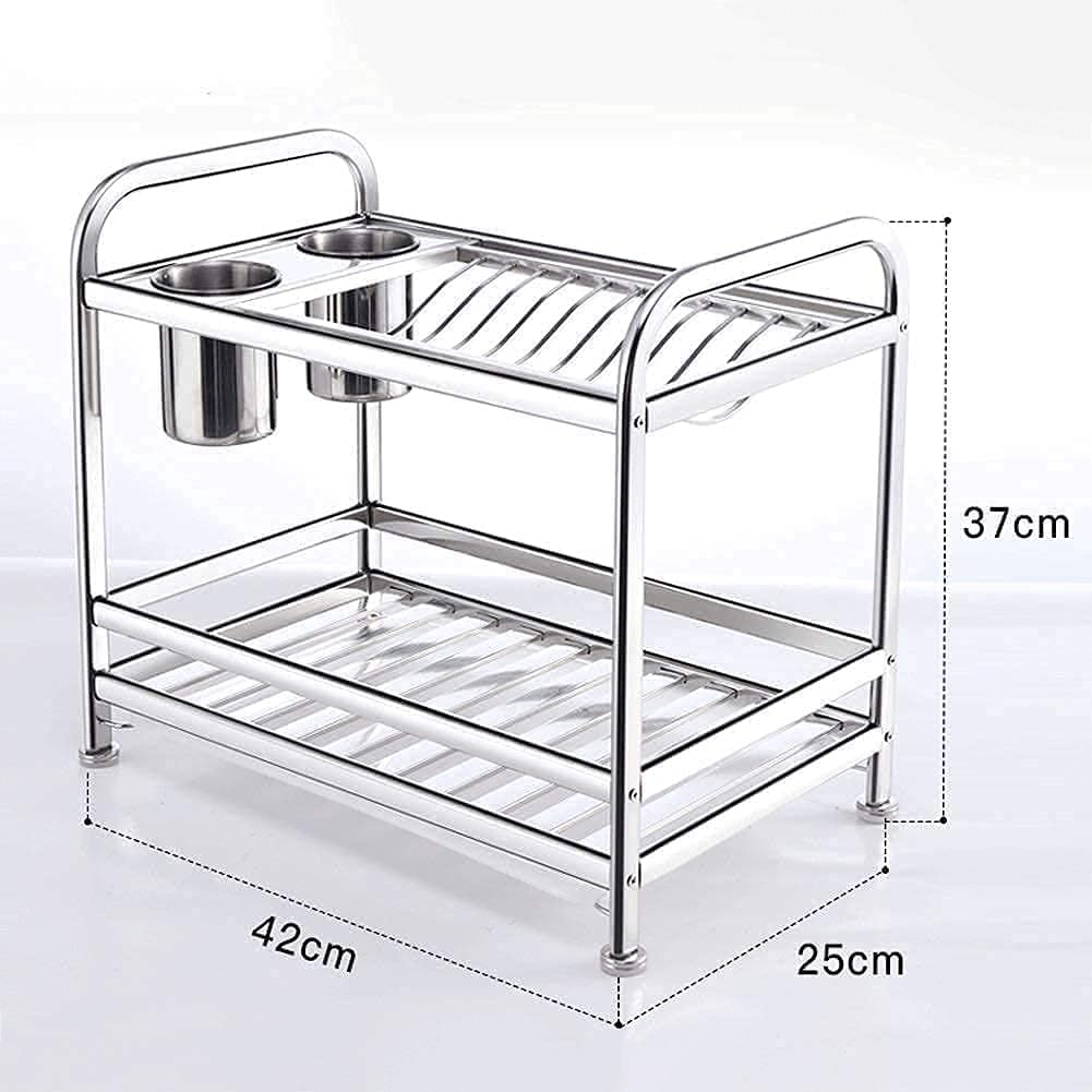 Escurreplatos Escurridor De Platos Acero Inoxidable, Cocina, Organizador con Soporte para Utensilios Organización Cocina(B)