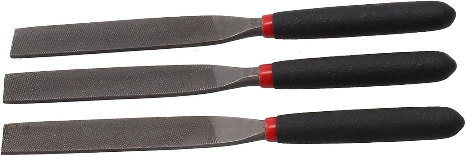 Small Steel Files Needle File Set for Stone Carving, Glass Etching, Metalworking, Jewelry Making & Craft Modeling — 118mm Flat/Round/Half-Round Files, 3-Piece(Flat File)