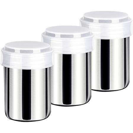 Powdered Sugar Shaker With Lid 3Pack, Stainless Steel Mesh Powder Shaker Duster For Cinnamon Sugar Pepper Powder Cocoa Flour