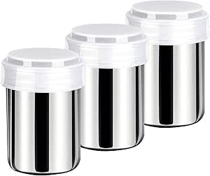 Powdered Sugar Shaker With Lid 3Pack, Stainless Steel Mesh Powder Shaker Duster For Cinnamon Sugar Pepper Powder Cocoa Flour