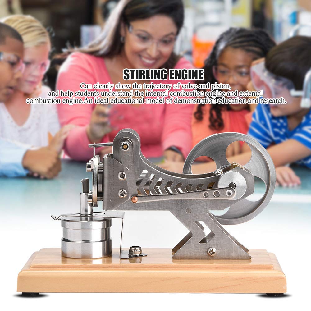 Kit di esperimenti di fisica per scienze dell'educazione con motore Stirling a LED ad aria per studenti, insegnanti, ingegneri, costruzioni in legno e metallo