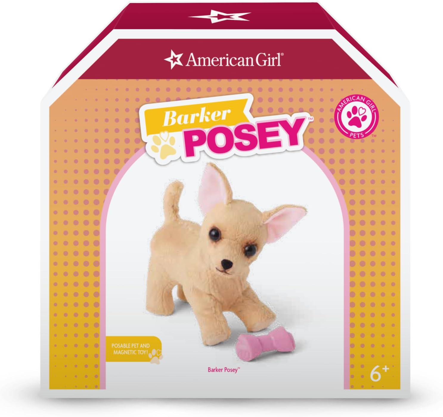 American Girl Barker Posey Tan Dog for 18-inch Dolls plus Pet Accessories