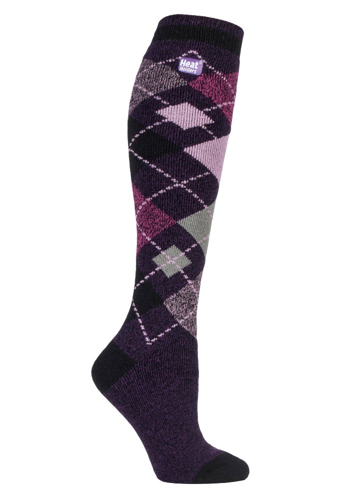 HEAT HOLDERS Lite - Ladies Thin Extra Long Knee High 1.6 TOG Patterned Winter Warm Thermal Socks (4-8 UK, Sherwood)