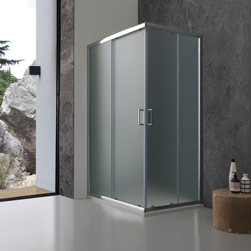 Kiamami Valentina - Box doccia rettangolare 80x120 cm cristallo opaco e profili cromo | Giada