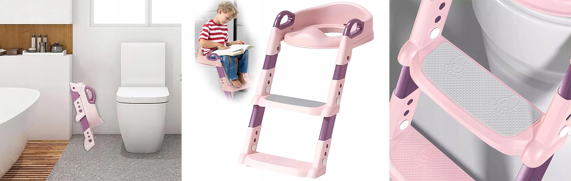 KIDDISTEP - Sedile WC con scaletta per bambini, colore: Rosa