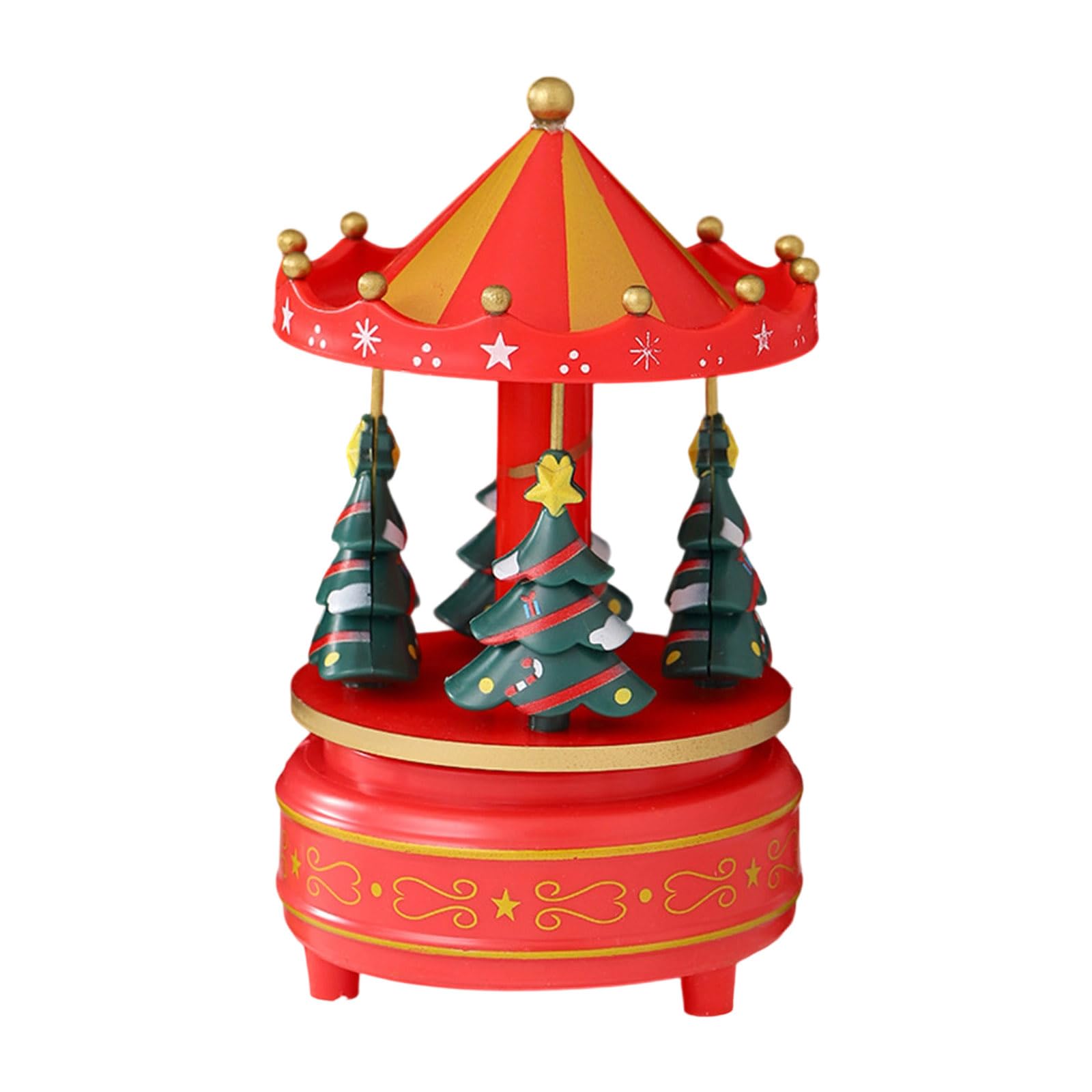 Msioytog Hand-Cranked Rotating Christmas Tree Music Box with Festive Melodies, Holiday Home Tabletop Decor for Family Gifting Hand Cranked Christmas Tree Musical Box