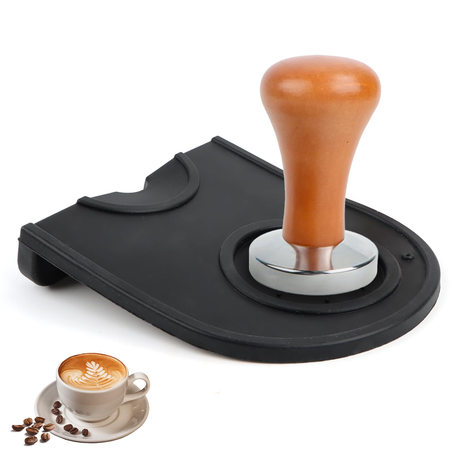2-częściowy zestaw tamper do kawy 51 mm, tamper do espresso z matą do tampera, tamper do kawy ze stali szlachetnej, stempel do espresso dla narzędzi baristy, do domu, kuchni, baru, kawiarni