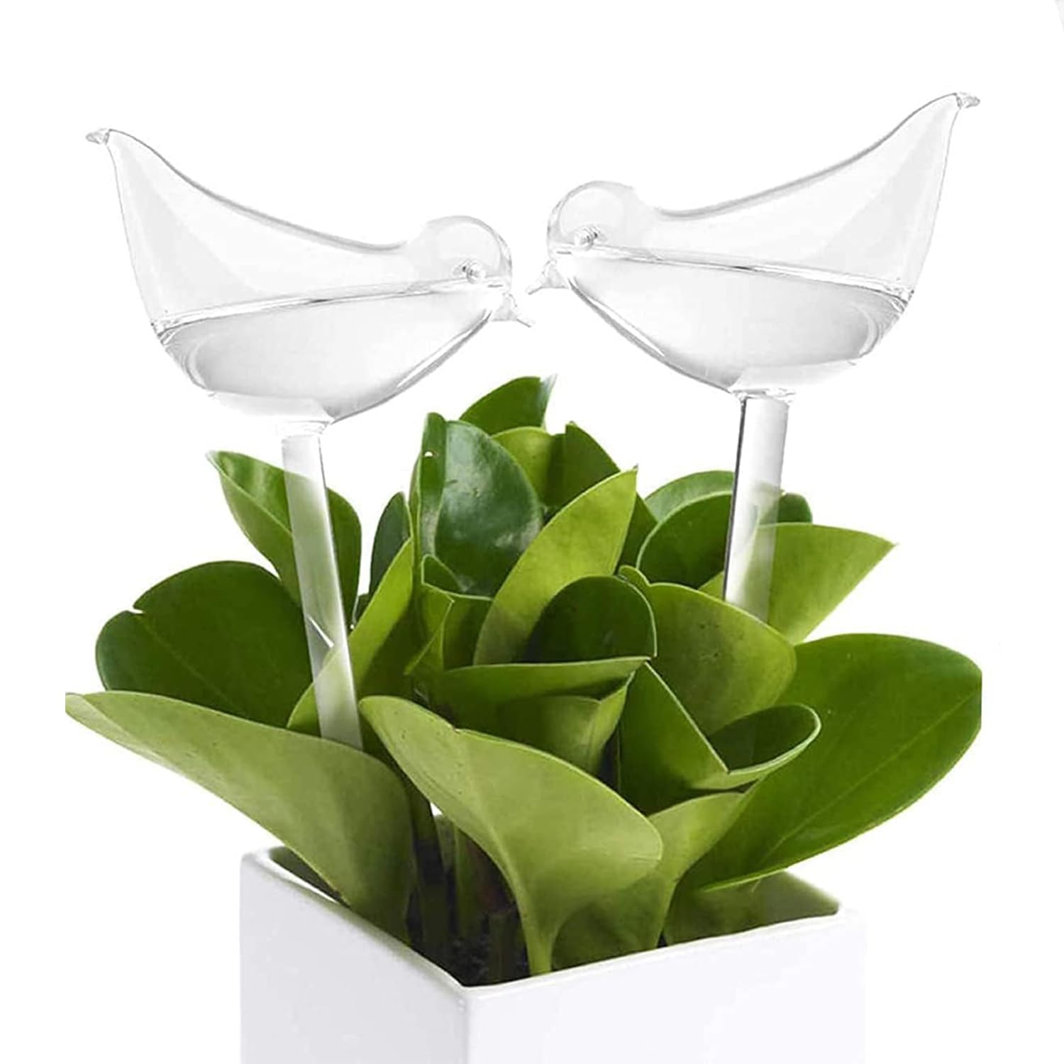 Plant Watering Globes Self Watering Planter Insert, Clear Glass Bird Shape Water Bulbs, Self Watering Globes for Indoor Plants, Birthday Gifts for Plant Lovers