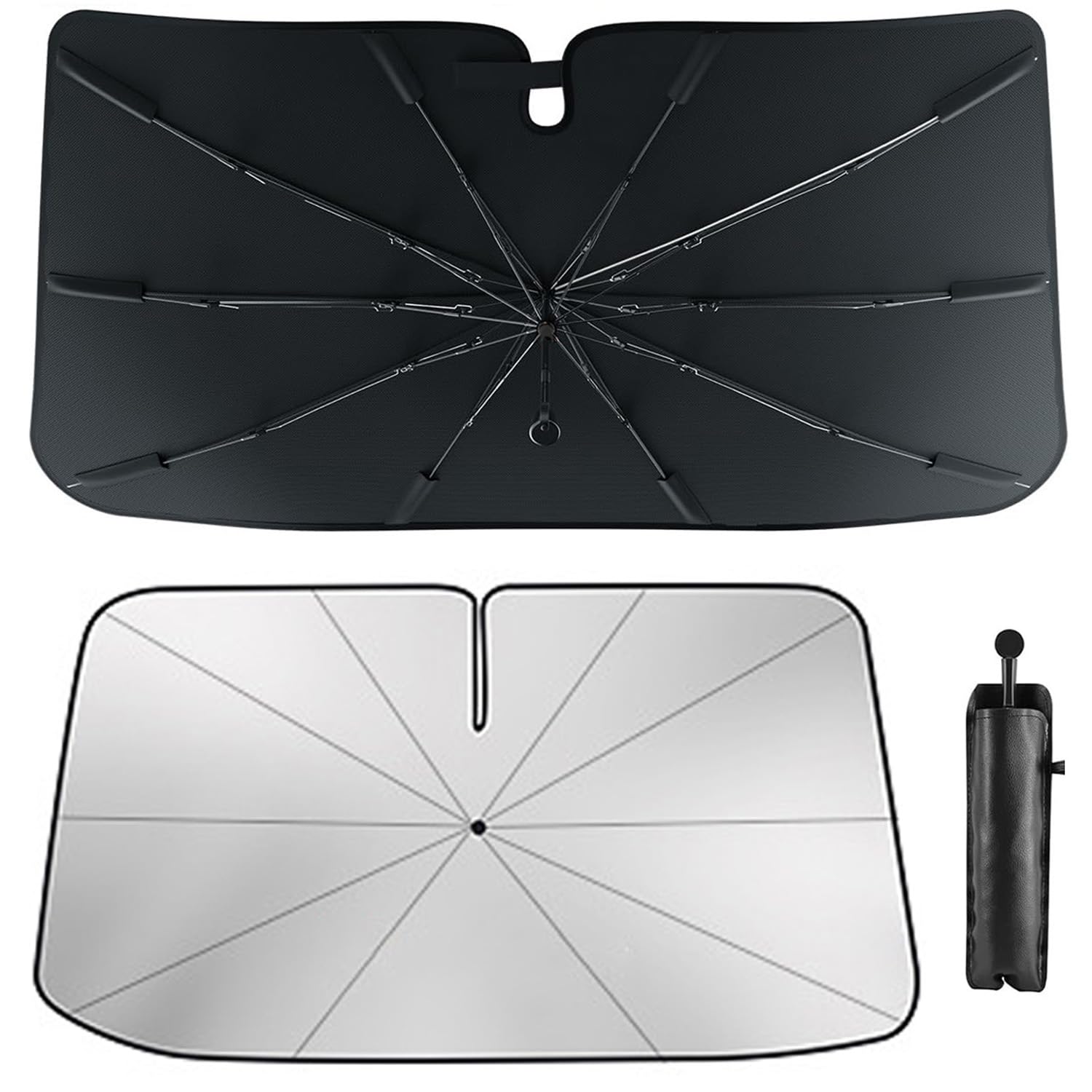 Windshield Sun Shade for Tesla Model 3/Y, Car Sun Shade Windshield Umbrella 57"x 33" Foldable with 9-Layer UV Block Fit for Tesla Model Y/3 and More Sedan, SUV, Truck