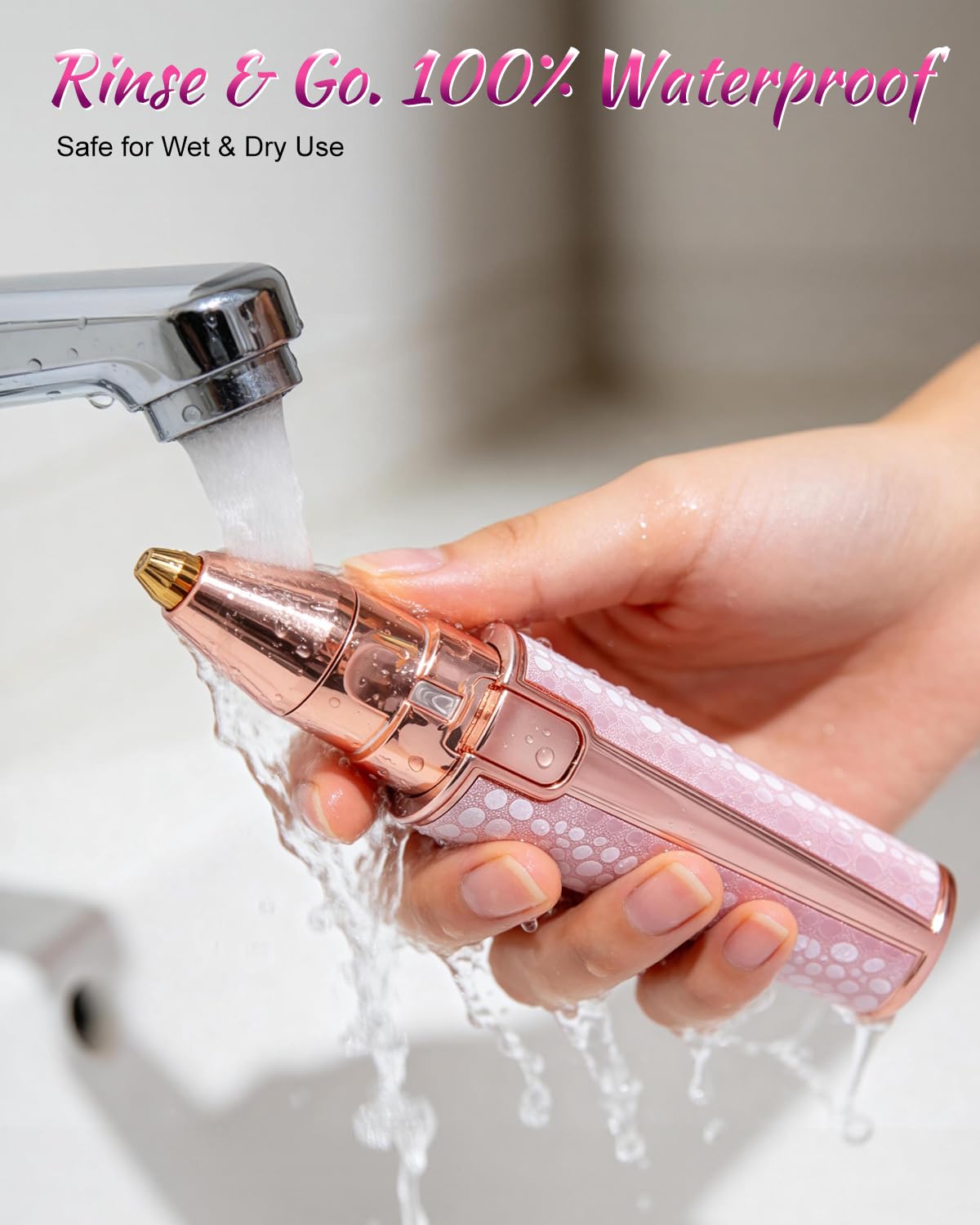 Facial Hair Removal Machine for Women, 2-in-1 Eyebrow Trimmer and Facial Hair Remover, Painless Rechargeable Hair Removal for Sensitive Face Skin, Pink 4