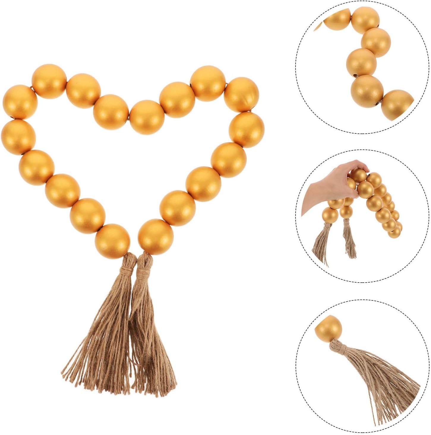 MAGICLULU Farmhouse Wooden Tassel Garland with Wood Beads 1 String Decorative Bead Garland for Home and Trays Rustic Cotton Rope with Unique Touch and Romantic Vibe