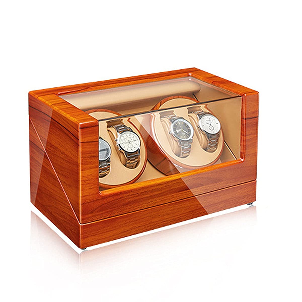QUSYZD Watch Boxes Watch Winder, 4 Watch Winders Box for Automatic Watches with Extremely Quiet Motor, Adjustable Watch Pads,H-A