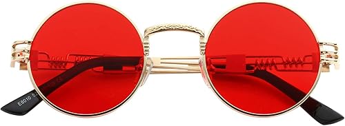 Miniatura 5 de Gafas de sol redondas para mujeres y hombres, gafas hippie retro con marco de metal, gafas de sol con protección UV 400