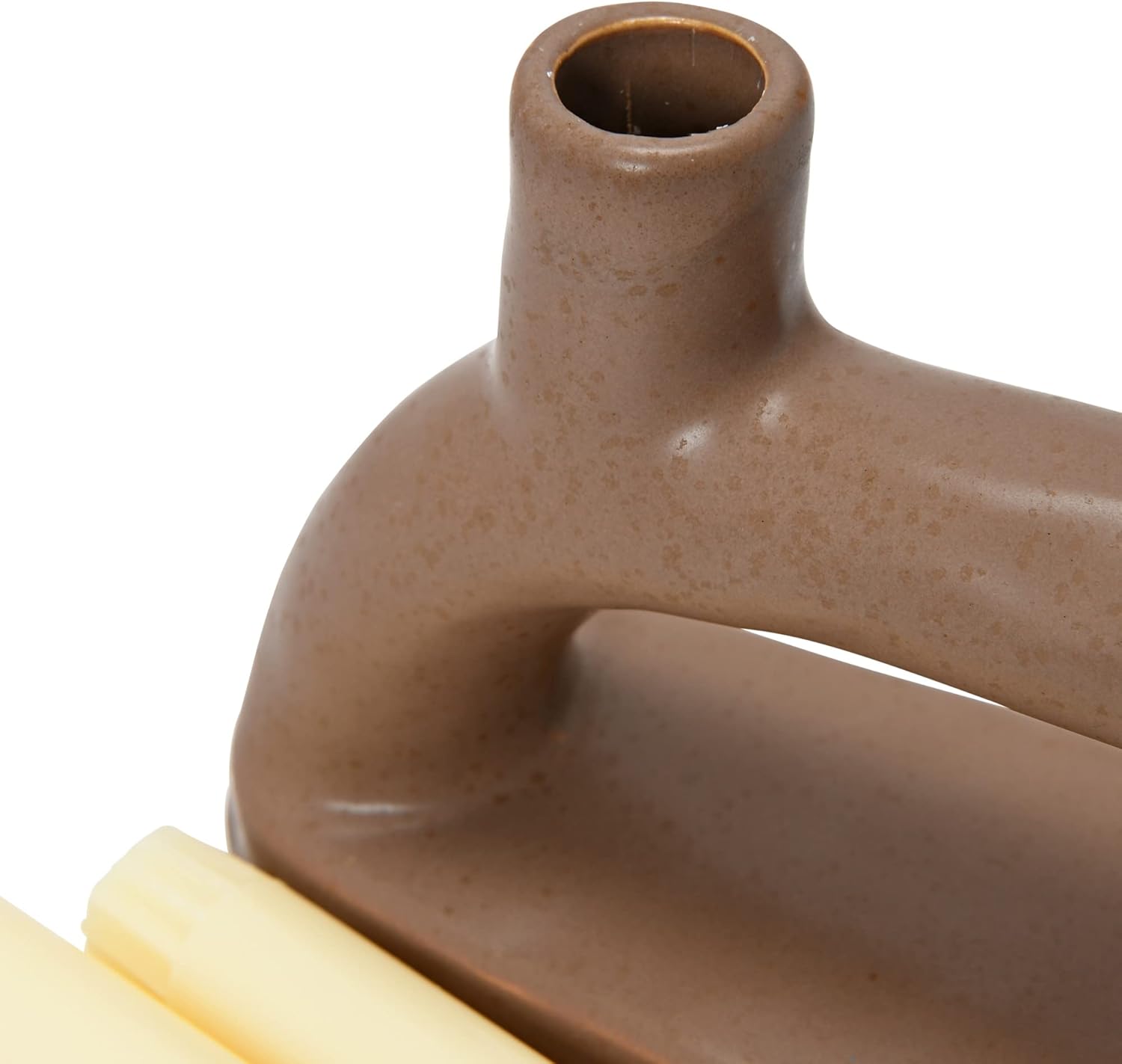 Creative Co-Op Modern Stoneware Double Taper Holder, Matte Brown