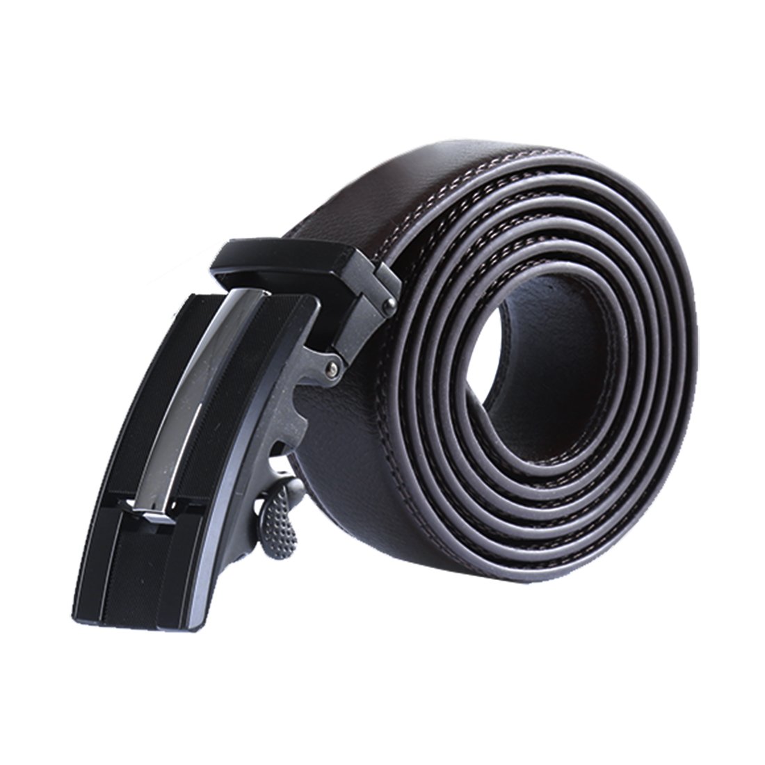 Sourcing Map Men's Dark Brown Automatic Ratchet Leather Belt With Alloy Buckle Wide 1 1/2" 130Cm/39-45 1/2 Inches