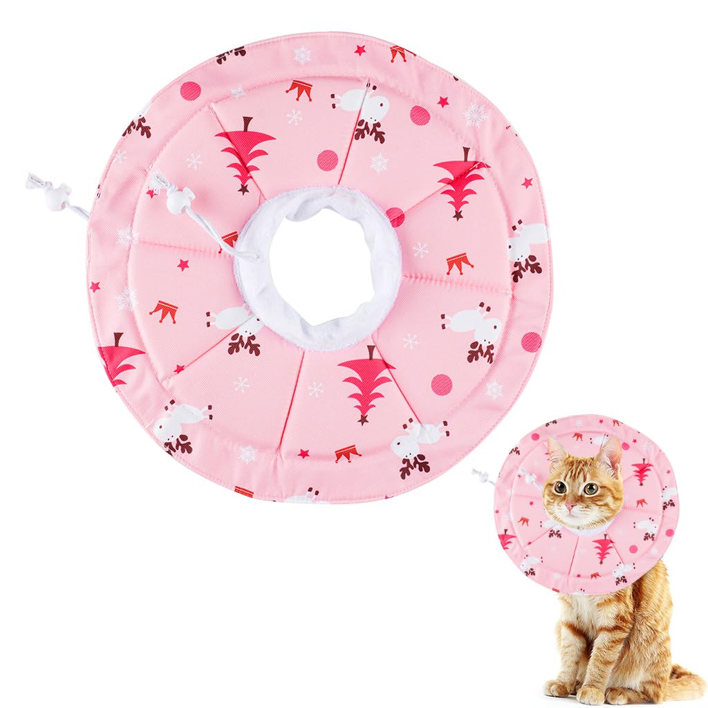 Qpets® Cat Cone Waterproof Cat Cone Adjustable Drawstring Collar Polyester Cat Cones After Surgery Pet Cat Recovery Cone Collar Cute Print Cone Collar for Cats (M) (B0D9ZYYVCD) Amazon Price History, Amazon Price Tracker