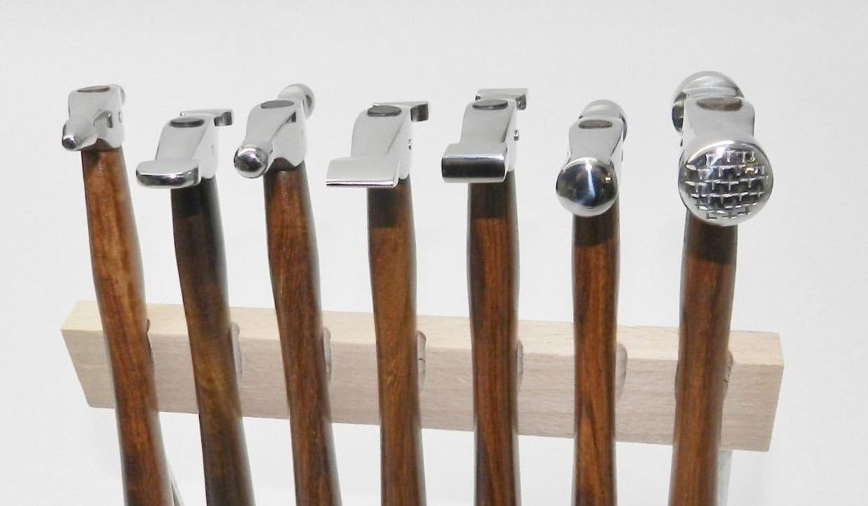 7 Piece Hammer Set With Wood Stand Jewelry Making Tool Metal Forming Texturing (2 MB)