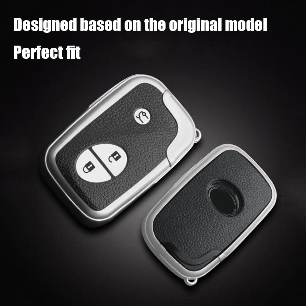HIBEYO TPU Carbon Fiber Texture Car Key Fob Cover with Keychain fits for Lexus Ct200H Gx460 Gx400 Is250 Is300C Rx270 Es240 Es350 Ls460 Car Key Case Cover Smart Remote Car Key Holder 3 Button Red