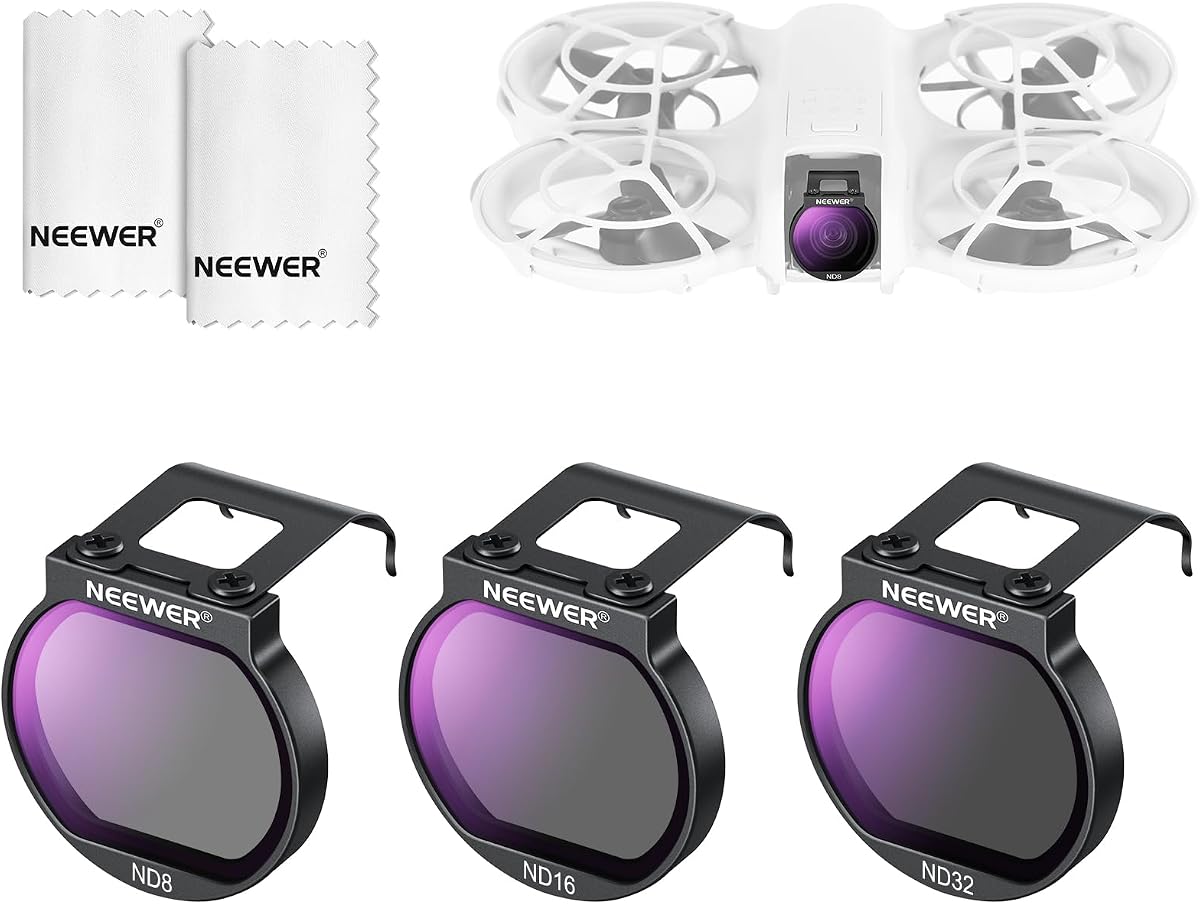 ND Filter Set Compatible with DJI NEO, ND8 + ND16 + ND32 Slim Multicoated HD Optical Glass 3 Pack Neutral Density Drone Camera Lens Accessories Kit with 2X Cleaning Cloth, FL-N32