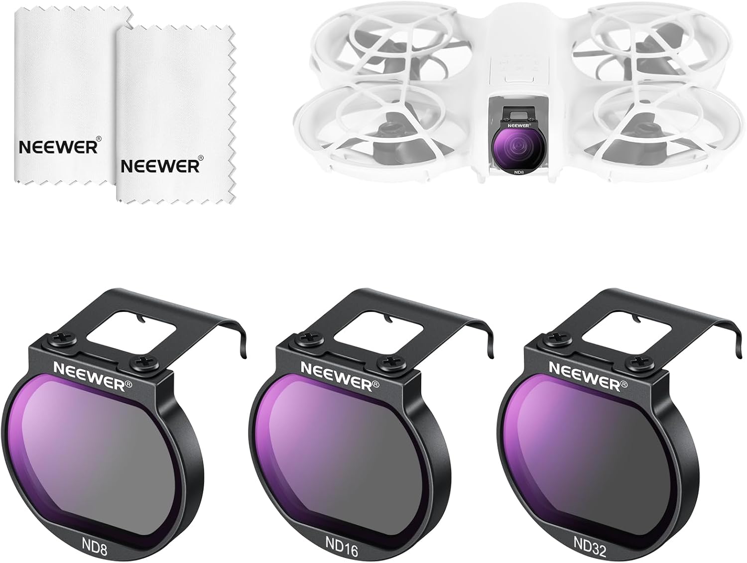 NEEWER UV + CPL + ND Filter Set Compatible with DJI NEO 2 Only, 6 Pack Snap On Drone Camera Lens Accessories Kit Neutral Density (ND8/16/32/64) Circular Polarizing Filter Polarizer, FL-N71