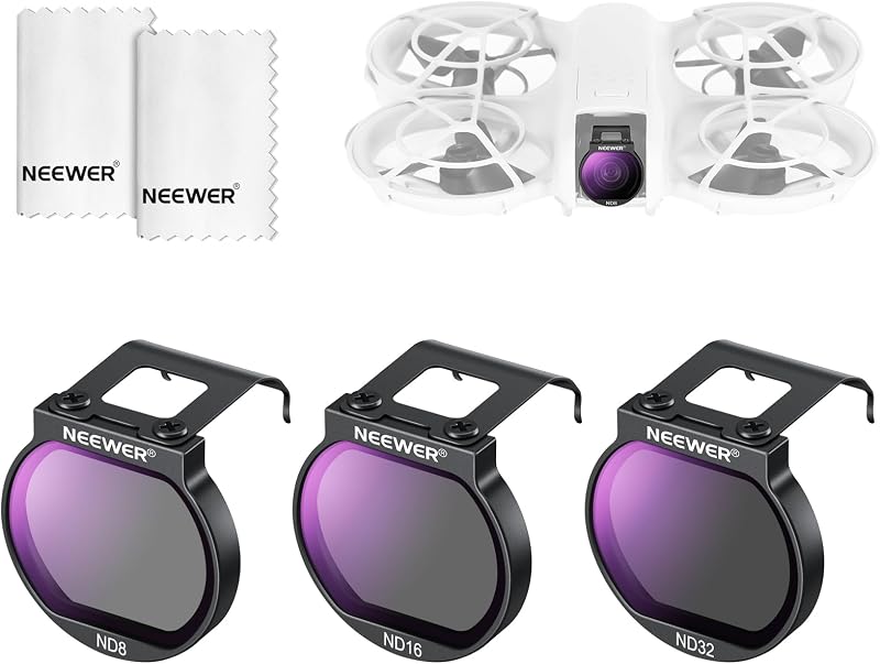 ND Filter Set Compatible with DJI NEO, ND8 + ND16 + ND32 Slim Multicoated HD Optical Glass 3 Pack Neutral Density Drone Camera Lens Accessories Kit with 2X Cleaning Cloth, FL-N32