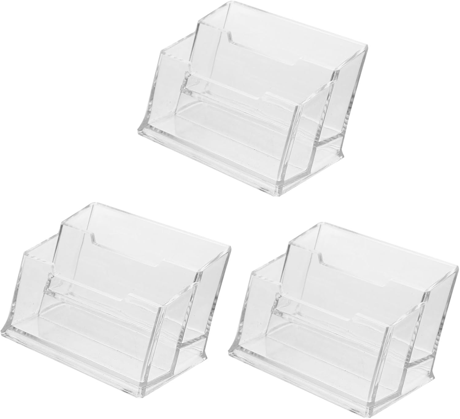 BETOOKY 3pcs Business Card Holder Organizer Plastic Card Case Desktop Stand Storage Box for Office and Trade Shows