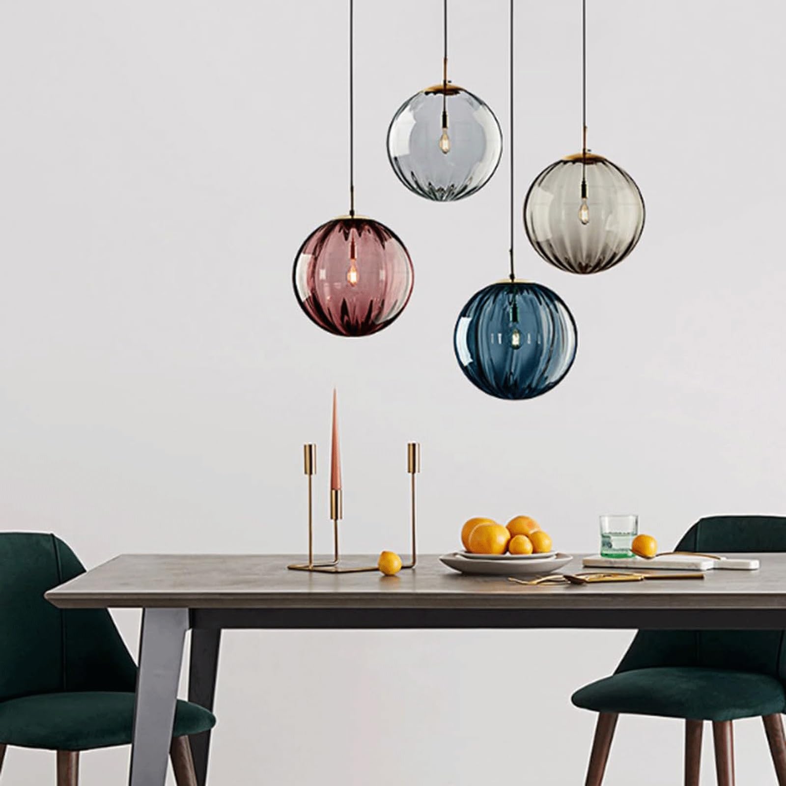 Lampa wisząca do montażu na suficie szklana kula wisząca żyrandol 1 światło E14 lampa sufitowa wyspa lampa wisząca (Rot, 20 cm)
