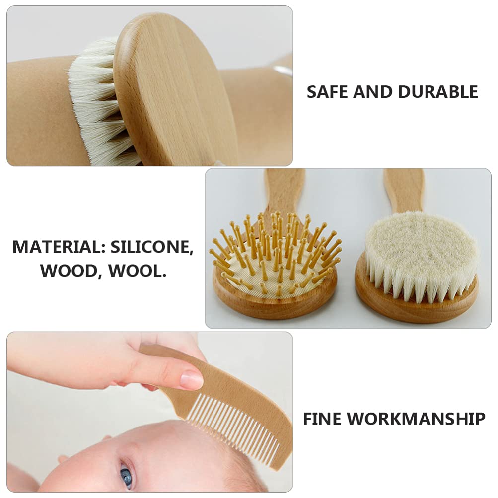 Set Spazzola for Capelli for Bambini Kit for toelettatura for Bambini Spazzola for Capelli in Legno Spazzola for Il Bagno della Doccia for Neonati for Neonati / 5514