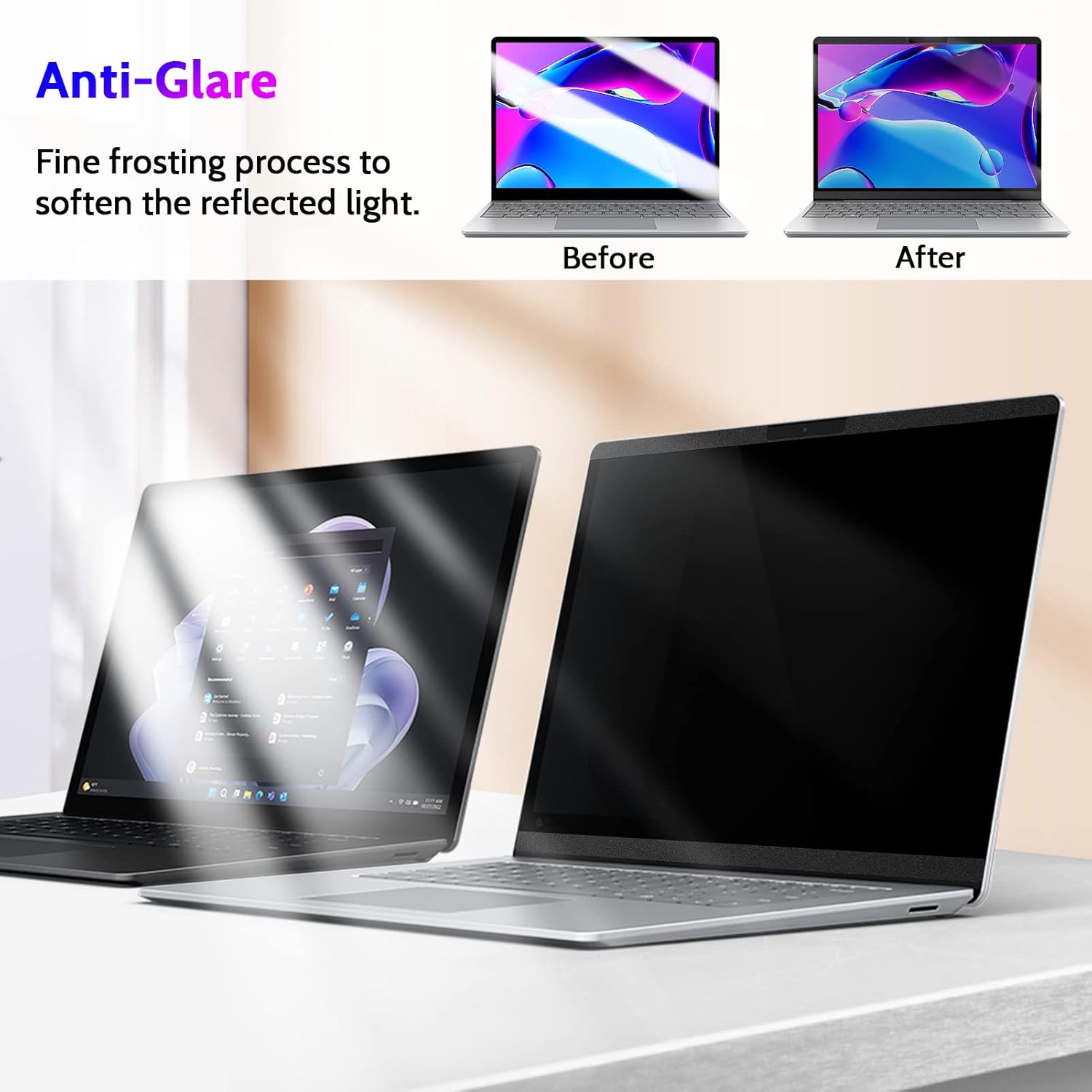 Magnetic Privacy Screen Surface Laptop 6/5/4/3/2/1 15 Inch, Removable Anti Blue Light Glare Filter, Black Security Private Apy Block Protector