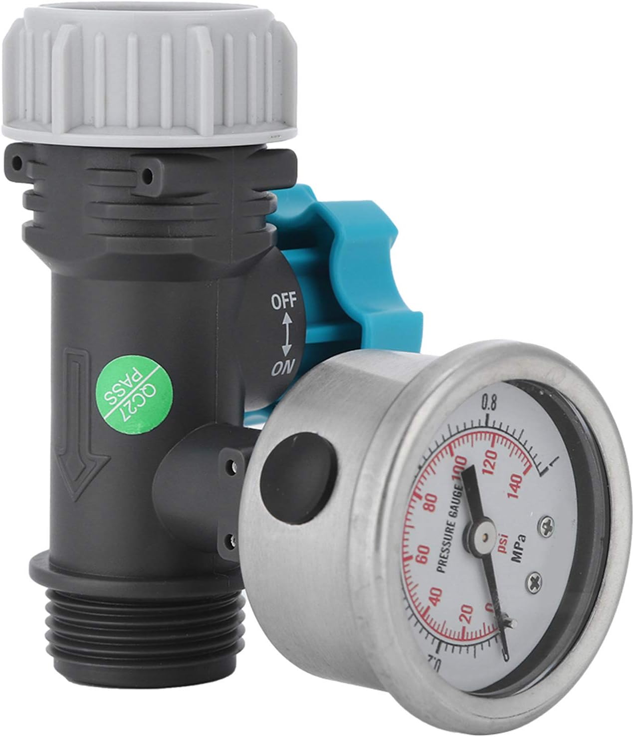 Water Pressure Regulator G3/4in Water Pressure Valve POM Adjustable Water Pressure Regulator Valve with Pressure Gauge Greenhouse Garden Irrigation Controller