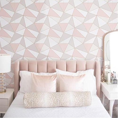 Wallpaper Pink Geometry Peel and Stick Wallpaper: Self Adhesive Wallpaper for Living Room Waterproof Vinyl Wall Paper,Art Deco Wallpaper Thicken Sticky Back Plastic Removable 40X100CM
