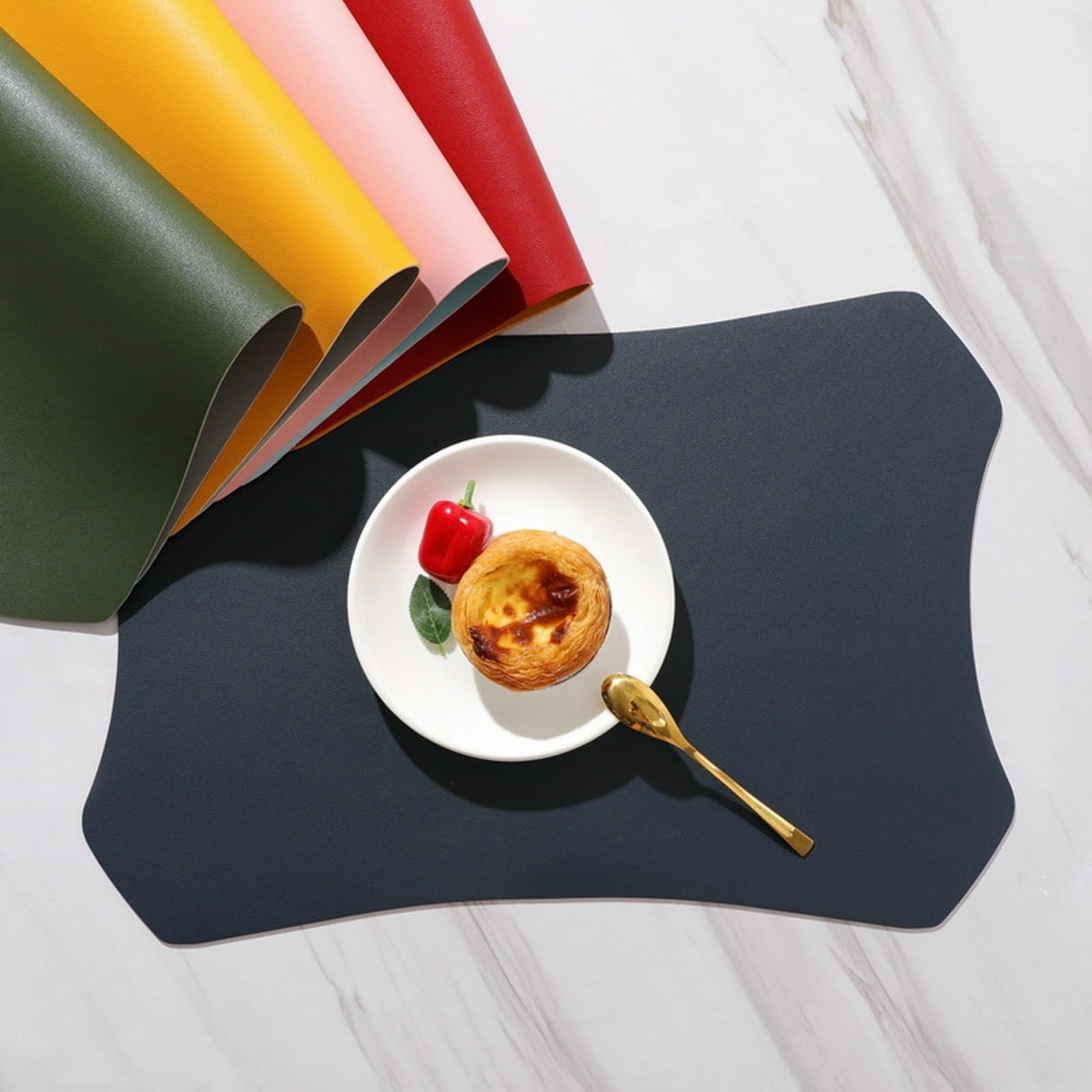 Placemat - Juego de 10 manteles individuales, color negro y rojo, de doble cara, 30 x 44 cm, para cocina y comedor