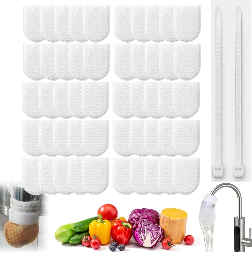 Faucet Water Filter Pads Set with 2 Cable Ties Filter Mesh Disposable Sink Faucet Filter for Removing Dirt Rust & Impurities Kitchen & Bathroom Water Purifier Accessories-image-10