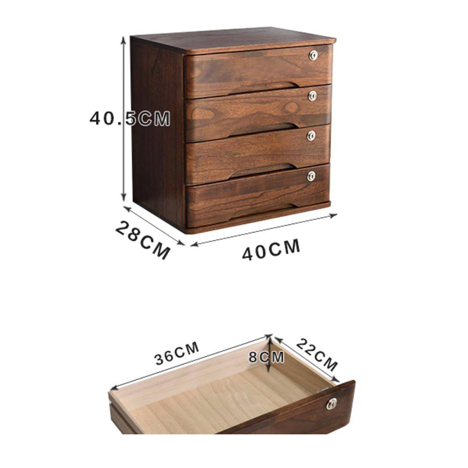 Scatola portaoggetti da scrivania in legno massello con serratura, armadietto a 4 ripiani per documenti e cartelle da ufficio, soluzione elegante per organizzare