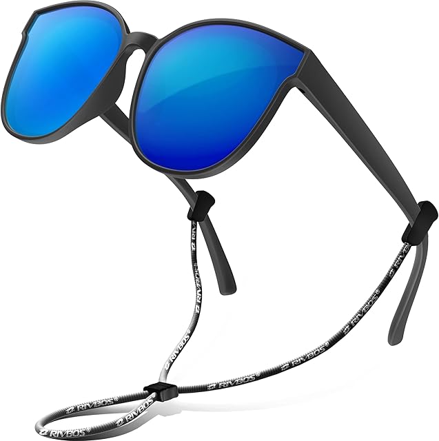 RIVBOS Kids Sunglasses Polarized Rubber UV400 Protection with Glasses Strap for Boys Girls Toddler and Children Age 3-10 RBK002